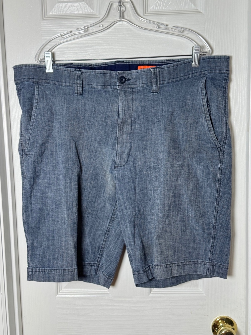 St. John’s Bay Men’s Chambray Chino Shorts Blue Size 42 Stretch
